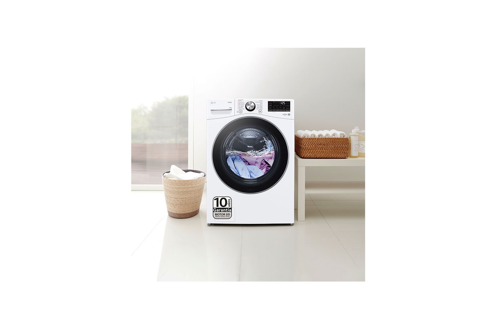 LG Lavadora inteligente AI Direct Drive. TurboWash 360º, 20kg , 1000rpm B, Blanca, Serie XXL, F0P3CYV2W.OBSEXC