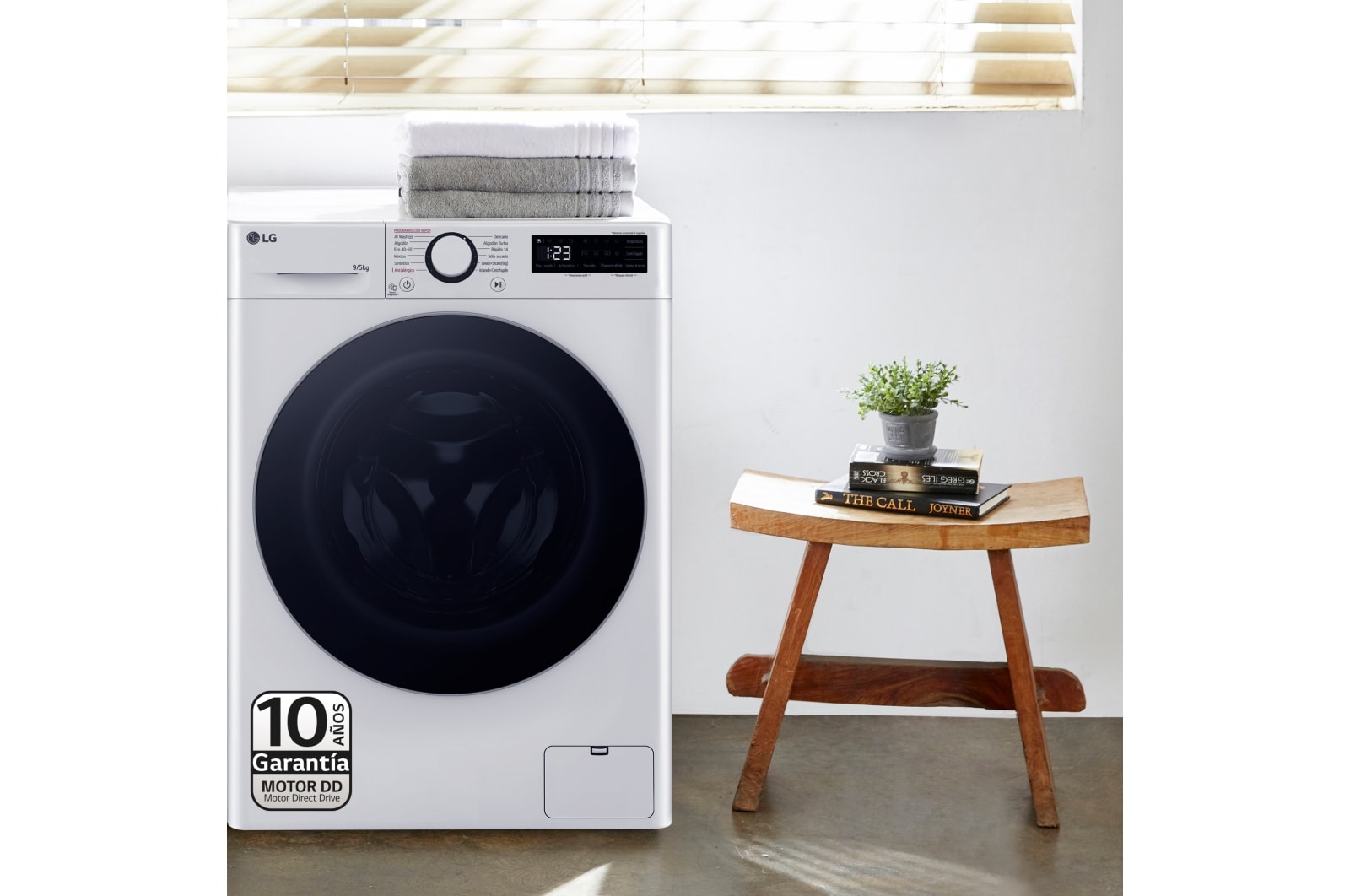 LG Outlet Lavasecadora inteligente AI Direct Drive TM, Vapor 9/5kg, 1200rpm, Un 10% más eficiente que A(lavado) /D(secado) Blanca, Serie Fondo especial 500, F2DR5S09A1W.OUTLET