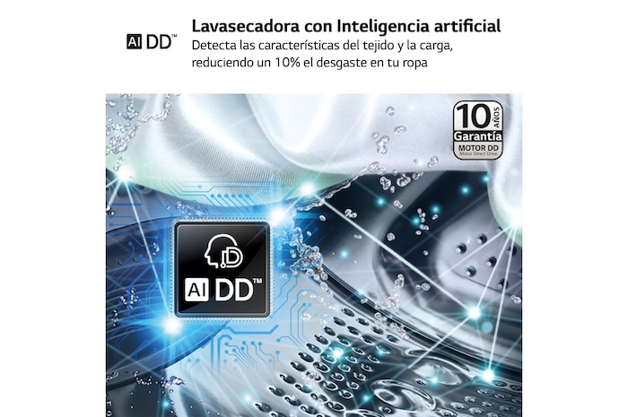 LG Outlet Lavasecadora inteligente AI Direct Drive TM, Vapor 9/5kg, 1200rpm, Un 10% más eficiente que A(lavado) /D(secado) Blanca, Serie Fondo especial 500, F2DR5S09A1W.OUTLET