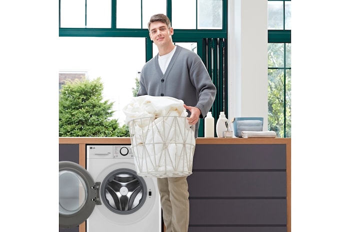 LG Outlet Lavasecadora inteligente AI Direct Drive TM, Vapor 9/5kg, 1200rpm, Un 10% más eficiente que A(lavado) /D(secado) Blanca, Serie Fondo especial 500, F2DR5S09A1W.OUTLET