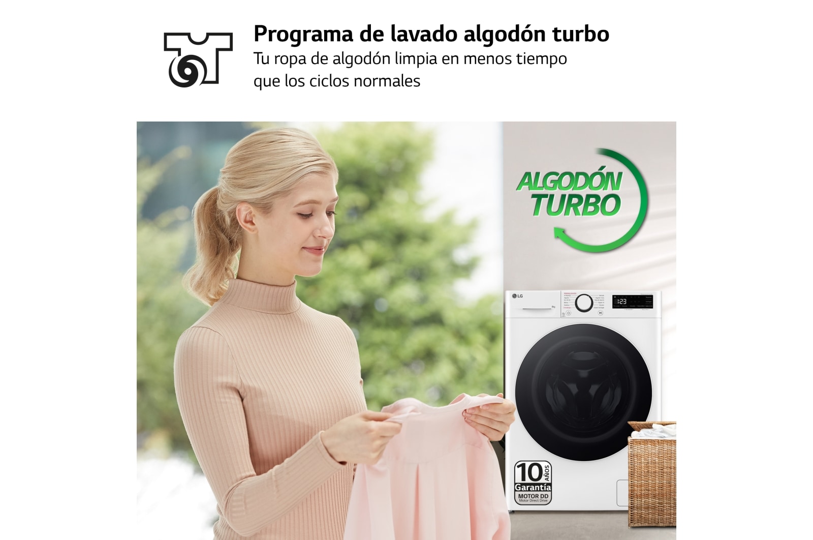 LG Outlet Lavadora inteligente AI Direct Drive, Vapor, 8kg , 1200rpm Un 10% más eficiente que A, Serie fondo especial 500, F2WR5S08A0W.OUTLET