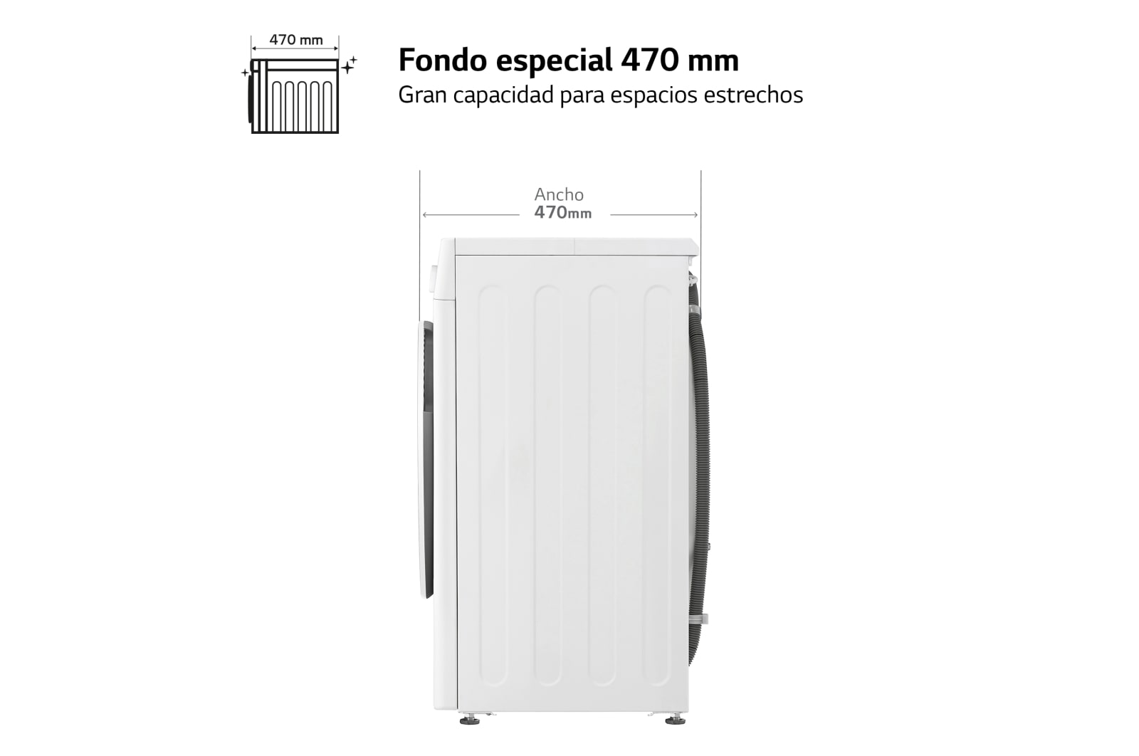 LG Outlet Lavadora inteligente AI Direct Drive, Vapor, 8kg , 1200rpm Un 10% más eficiente que A, Serie fondo especial 500, F2WR5S08A0W.OUTLET