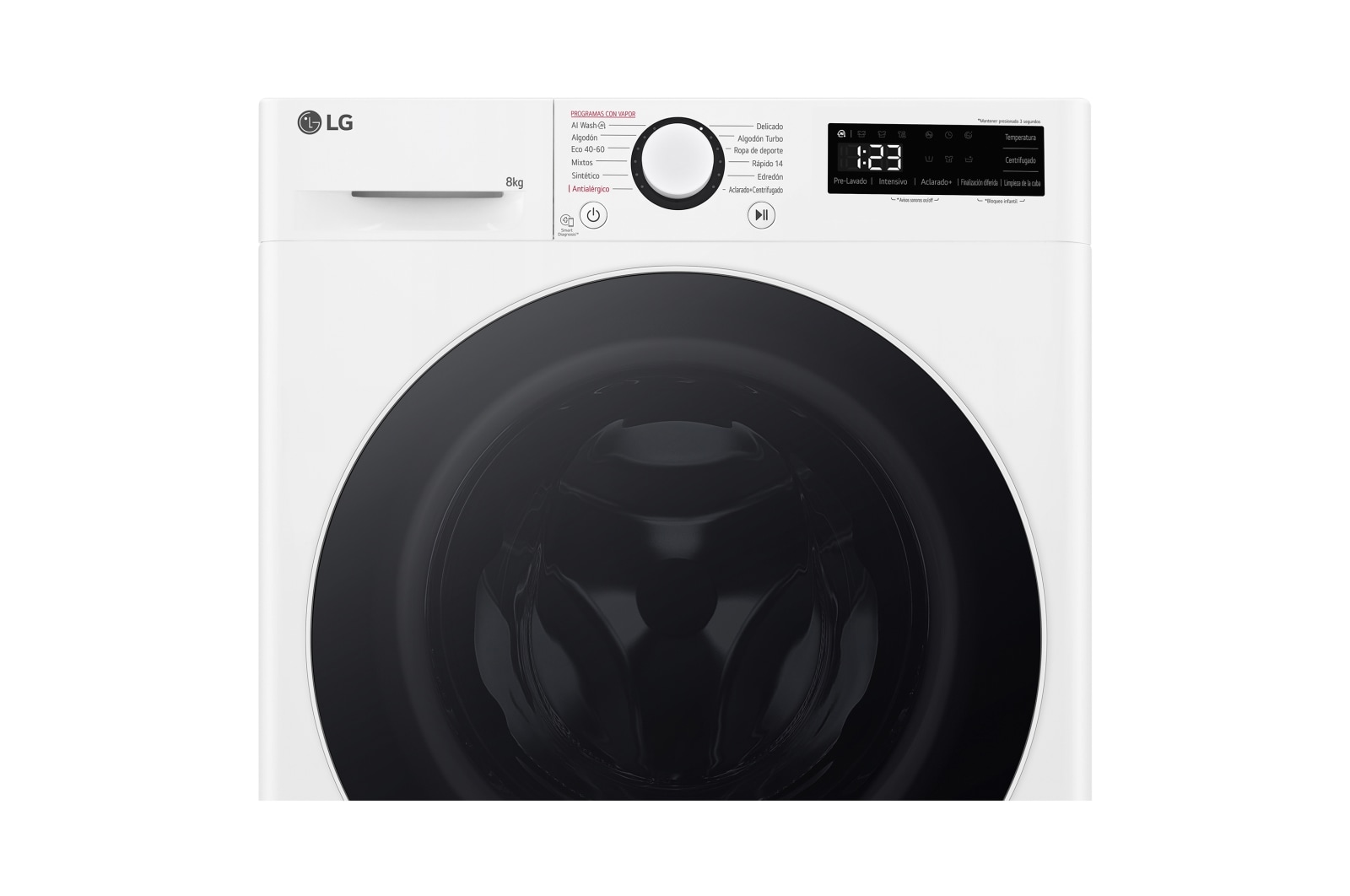 LG Outlet Lavadora inteligente AI Direct Drive, Vapor, 8kg , 1200rpm Un 10% más eficiente que A, Serie fondo especial 500, F2WR5S08A0W.OUTLET