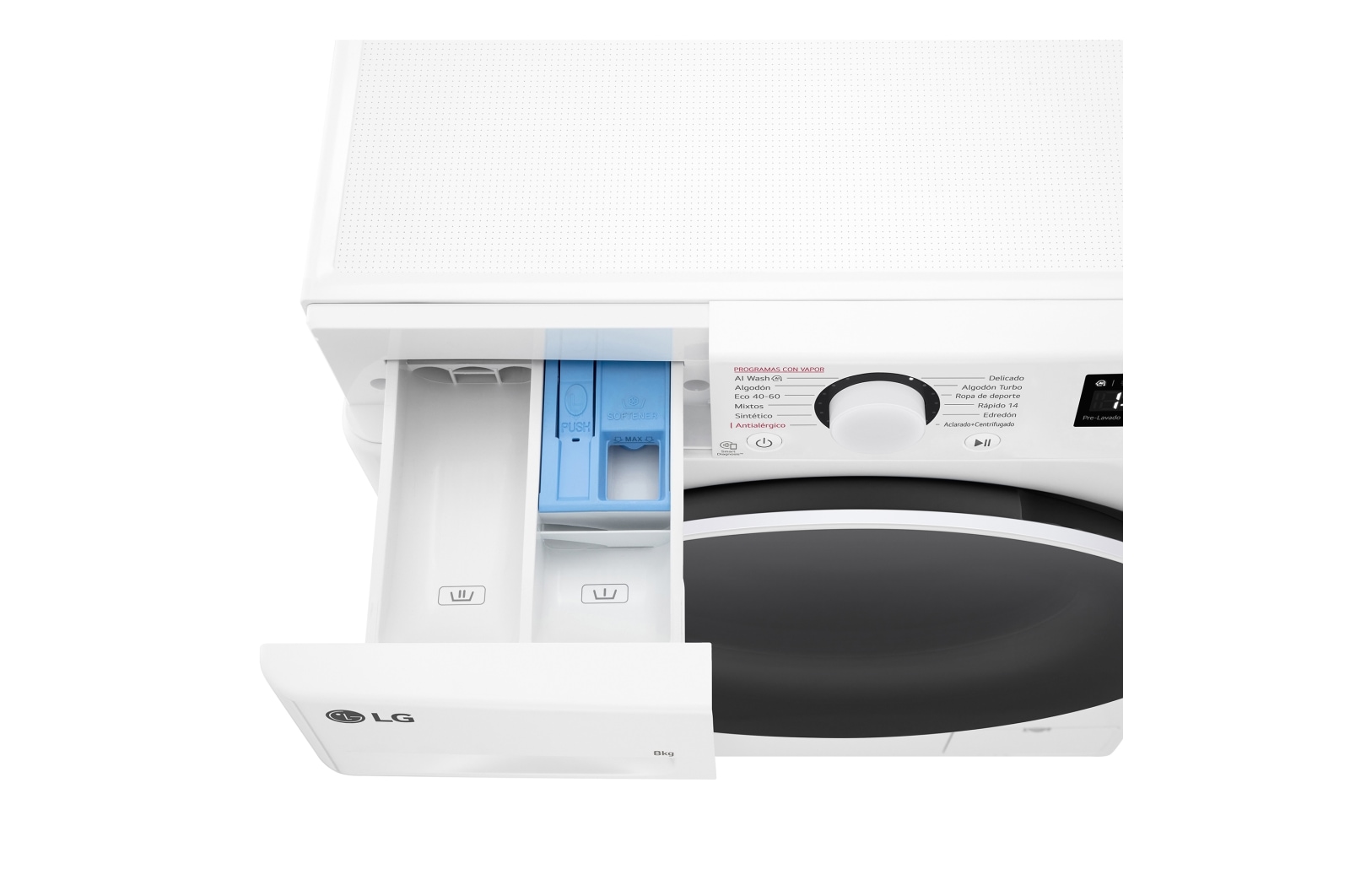 LG Outlet Lavadora inteligente AI Direct Drive, Vapor, 8kg , 1200rpm Un 10% más eficiente que A, Serie fondo especial 500, F2WR5S08A0W.OUTLET