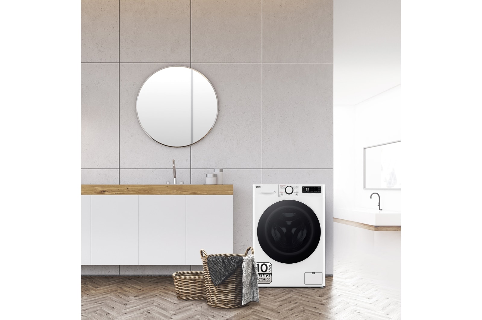 LG Outlet Lavadora inteligente AI Direct Drive, Vapor, 8kg , 1200rpm Un 10% más eficiente que A, Serie fondo especial 500, F2WR5S08A0W.OUTLET