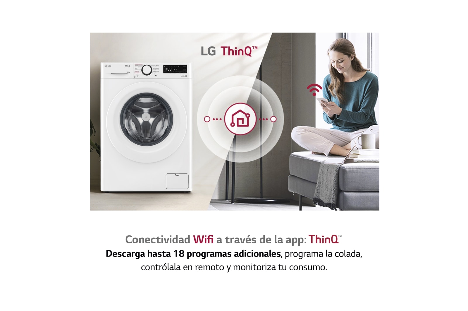 LG Lavadora inteligente AI Direct Drive<sup>TM</sup> con Vapor, 8,5kg, 1200 Clasificación A, Blanca, Serie 305, F2WV3058S3W