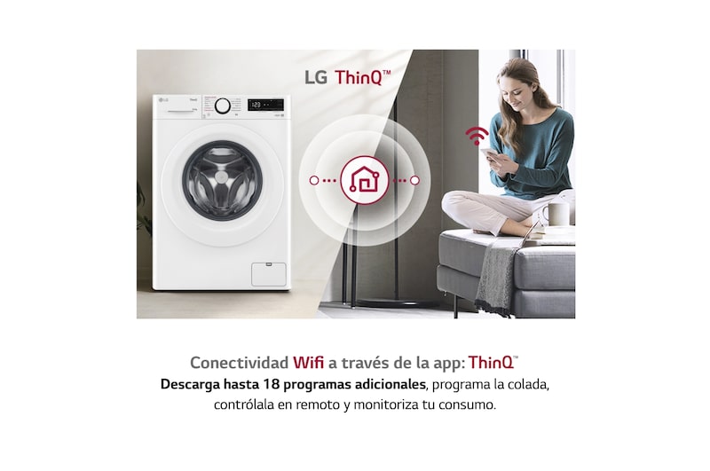LG Lavadora inteligente AI Direct Drive<sup>TM</sup> con Vapor, 8,5kg, 1200 Clasificación A, Blanca, Serie 305, F2WV3058S3W