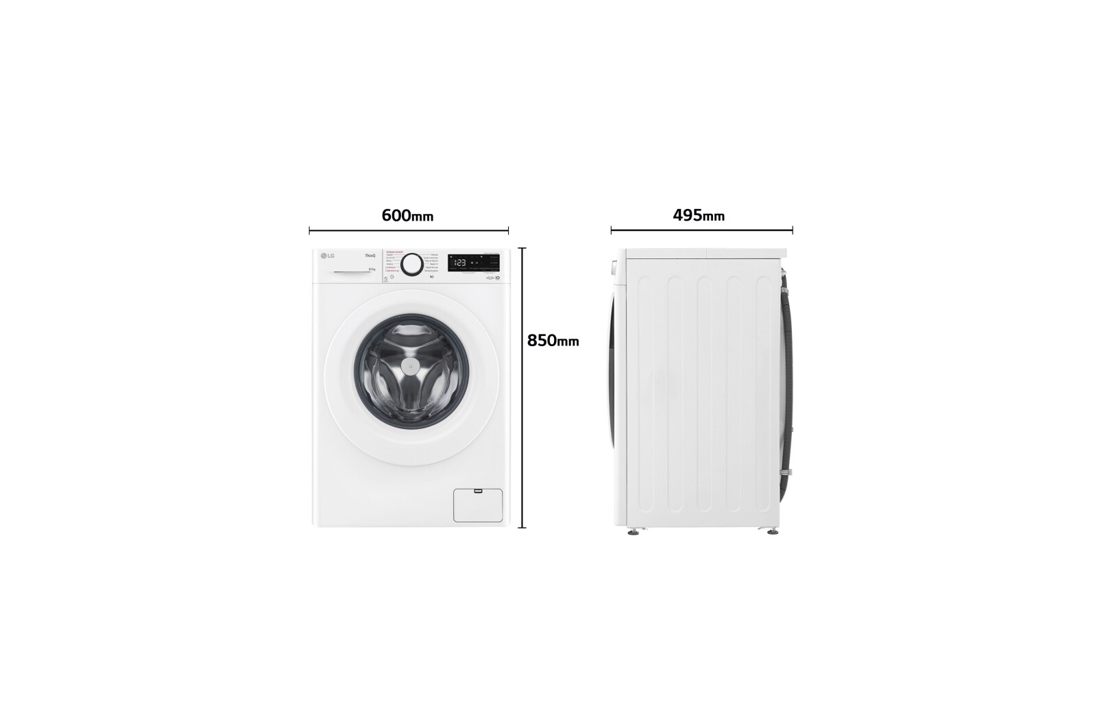 LG Lavadora inteligente AI Direct Drive<sup>TM</sup> con Vapor, 8,5kg, 1200 Clasificación A, Blanca, Serie 305, F2WV3058S3W