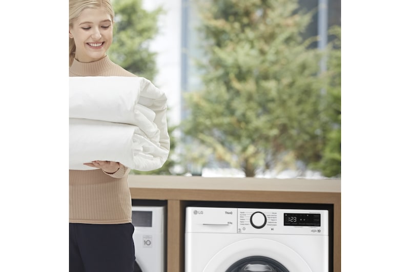 LG Lavadora inteligente AI Direct Drive<sup>TM</sup> con Vapor, 8,5kg, 1200 Clasificación A, Blanca, Serie 305, F2WV3058S3W