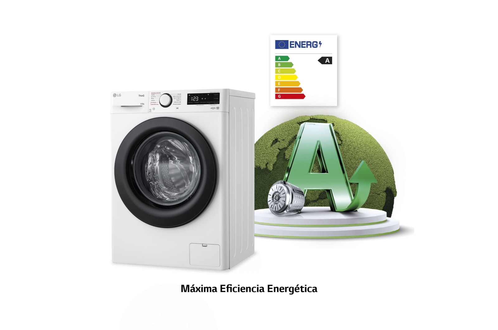 LG Lavadora AI Direct Drive con Vapor 8,5kg, 1200 Clasificación A, Blanca, Serie 305- Fondo especial, F2WV3058S6W