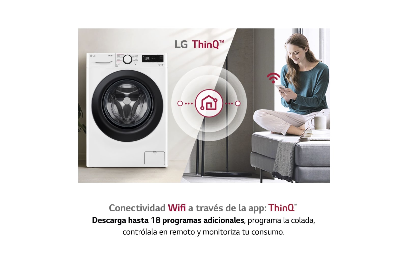 LG Lavadora AI Direct Drive con Vapor 8,5kg, 1200 Clasificación A, Blanca, Serie 305- Fondo especial, F2WV3058S6W