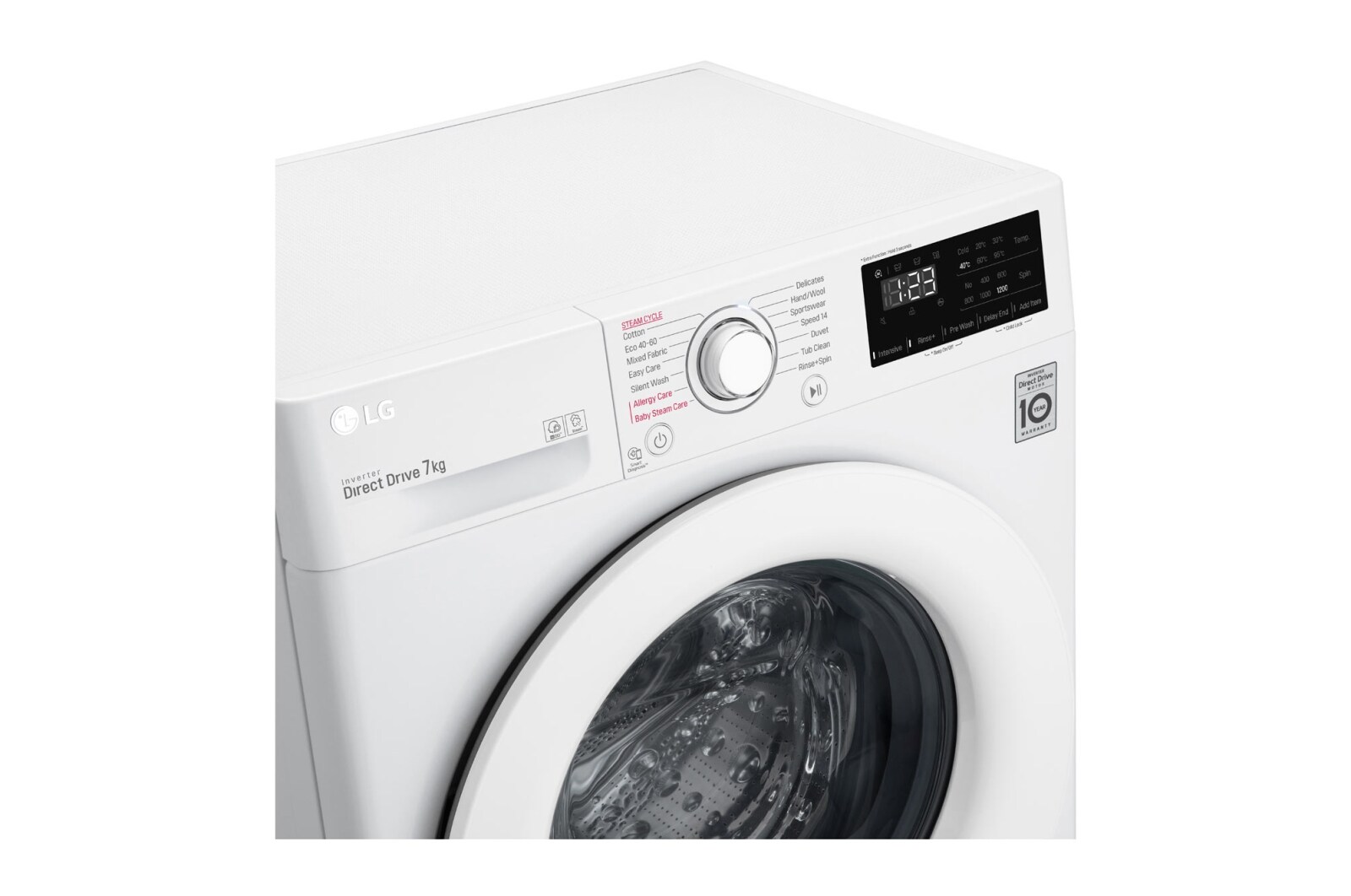 LG Lavadora AI Direct Drive con Vapor 7kg, 1200 Clasificación D, Blanca, Serie 300, F2WV3S70S3W