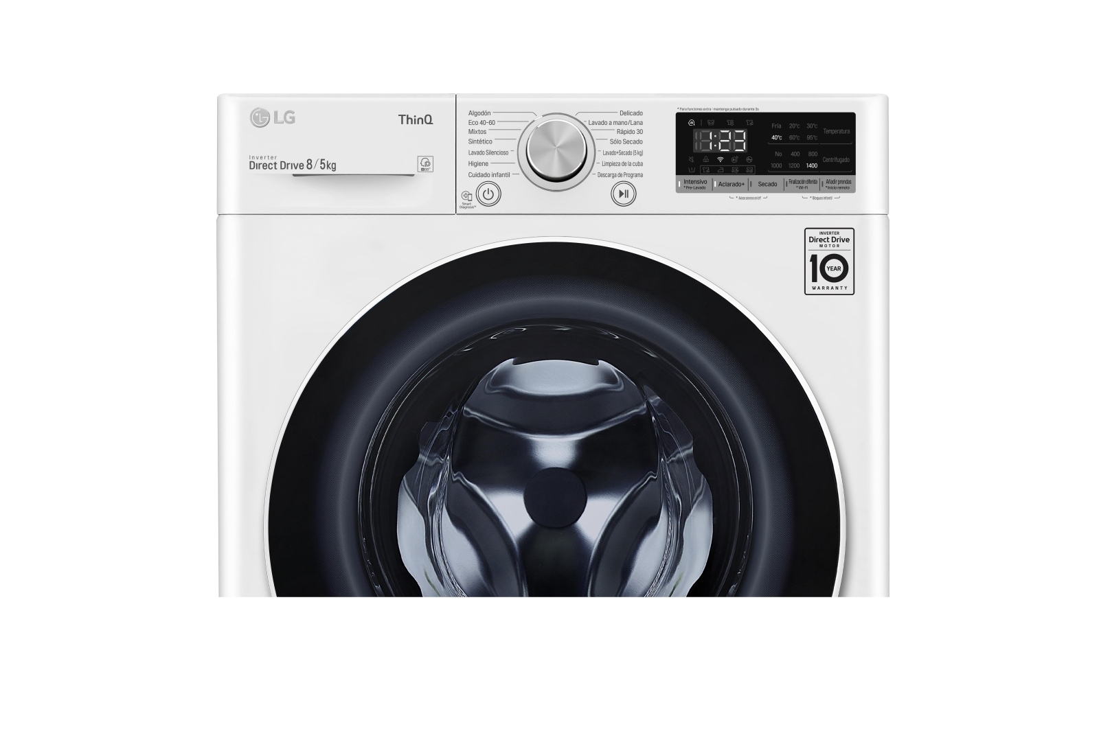 LG Lavasecadora inteligente AI Direct Drive 8/5kg, 1400rpm, Clasificación E, Blanca, Serie 400, F4DN4008N0W