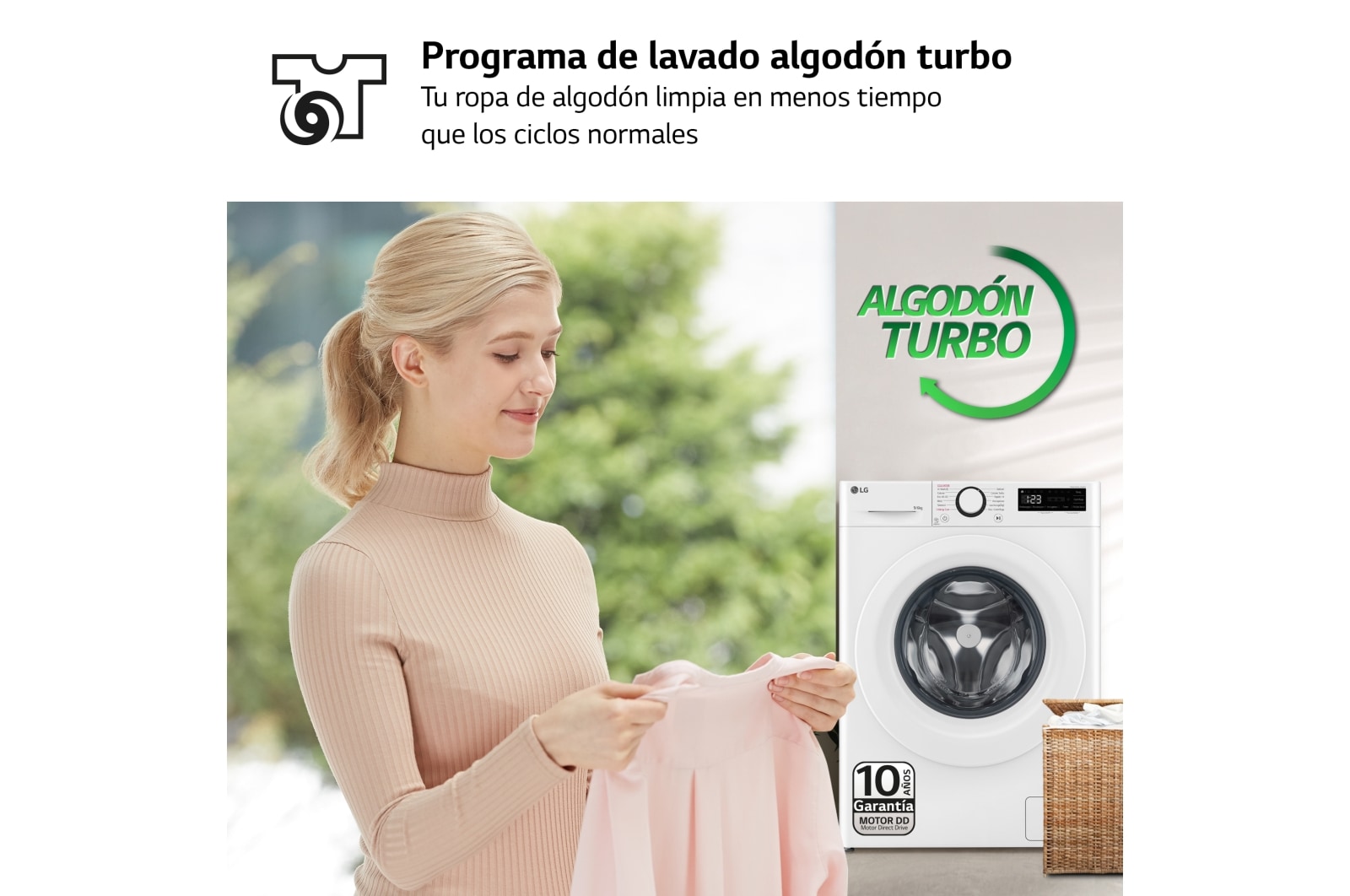 LG Outlet Lavasecadora inteligente AI Direct Drive TM, Vapor 9/6kg, 1400rpm, Un 10% más eficiente que A(lavado) /D(secado) Blanca, Serie 500, F4DR5009A3W.OUTLET