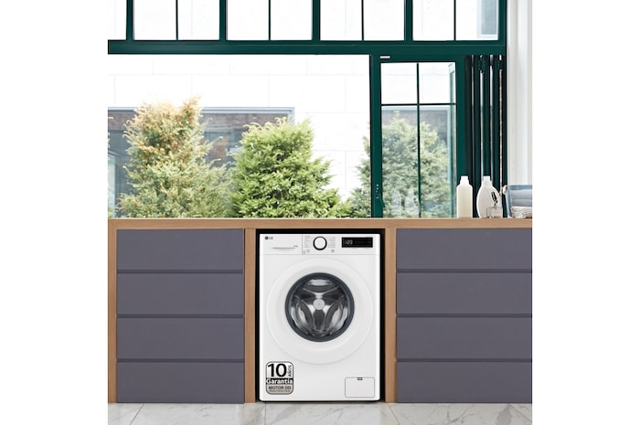 LG Outlet Lavasecadora inteligente AI Direct Drive TM, Vapor 9/6kg, 1400rpm, Un 10% más eficiente que A(lavado) /D(secado) Blanca, Serie 500, F4DR5009A3W.OUTLET