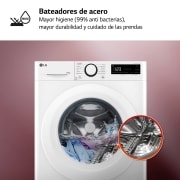 LG Lavasecadora inteligente AI Direct Drive TM, Vapor 9/6kg, 1400rpm, Un 10% más eficiente que A(lavado) /D(secado) Blanca, Serie 500 , F4DR5009A3W