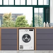 LG Outlet Lavasecadora inteligente AI Direct Drive TM, Vapor 9/6kg, 1400rpm, Un 10% más eficiente que A(lavado) /D(secado) Blanca, Serie 500, F4DR5009A3W.OUTLET