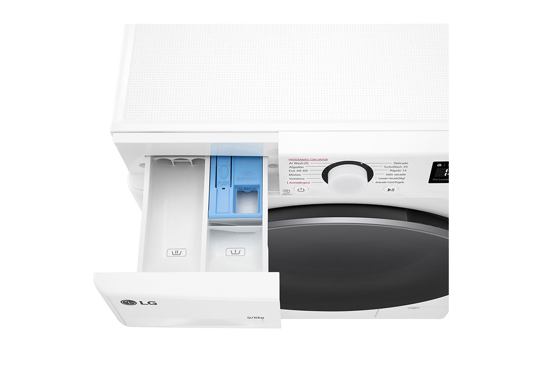 LG 9/6 kg y 1400 rpm Lavasecadora en Blanco, F4DR6009A1W