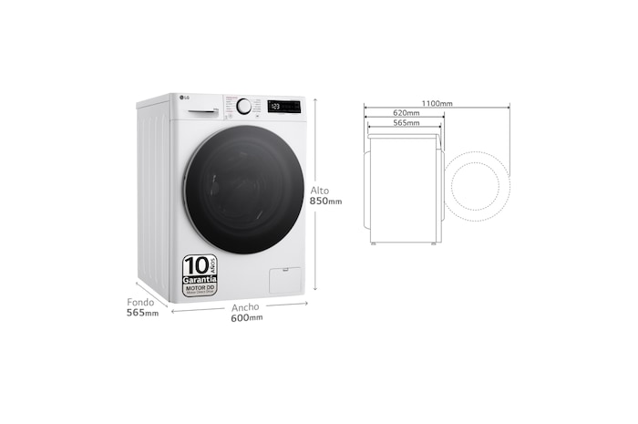 LG Outlet Lavasecadora inteligente AI Direct Drive TM, Turbowash 360º, 9/6kg, 1400rpm, Un 10% más eficiente que A(lavado) / D(secado) Blanca, Serie 600, F4DR6009A1W.OUTLET