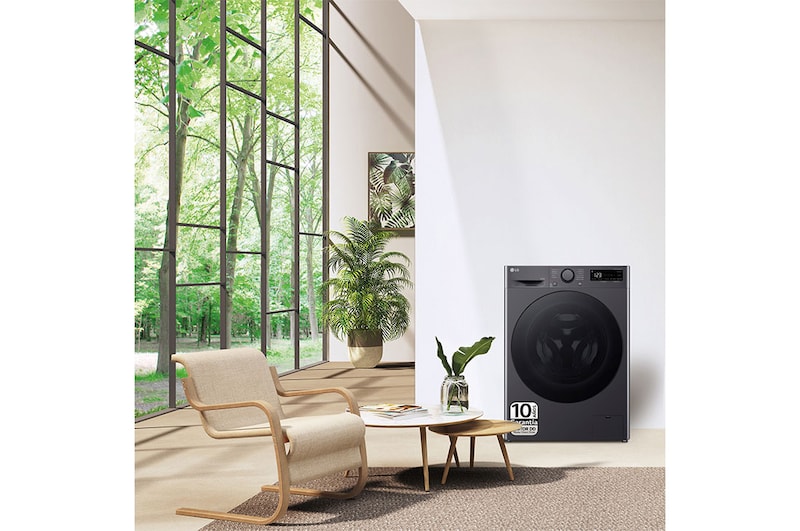 LG Lavasecadora inteligente AI Direct Drive<sup>TM</sup>, Turbowash 360º, 9/6kg, 1400rpm, Un 10% más eficiente que  A(lavado) / D(secado) Negro medio, Serie 600, F4DR6009AGM