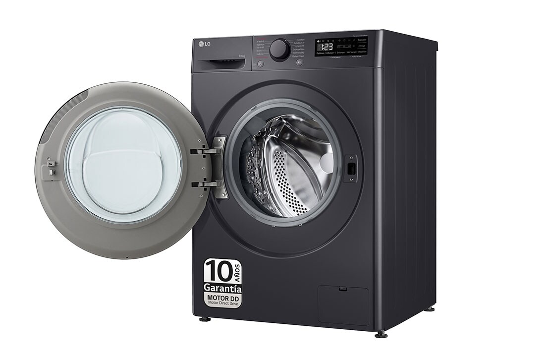 LG Lavasecadora inteligente AI Direct Drive<sup>TM</sup>, Turbowash 360º, 9/6kg, 1400rpm, Un 10% más eficiente que  A(lavado) / D(secado) Negro medio, Serie 600, F4DR6009AGM