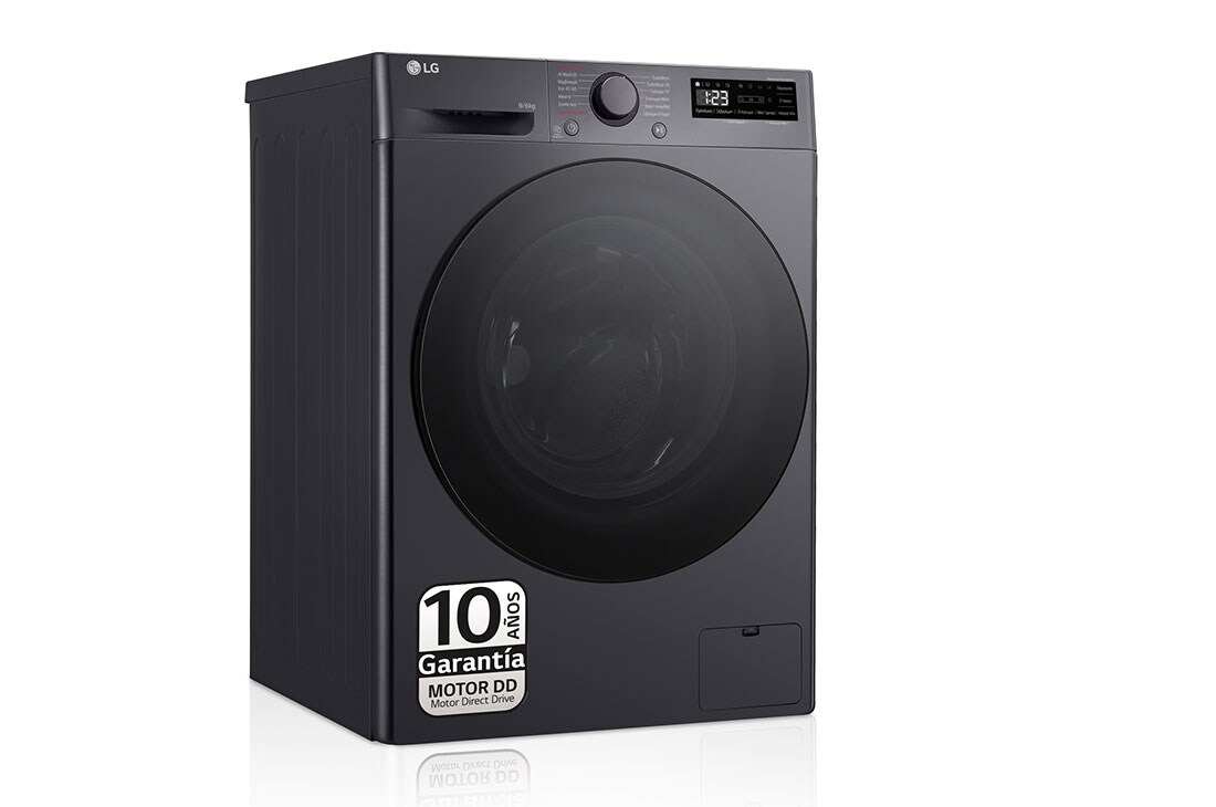LG Lavasecadora inteligente AI Direct Drive<sup>TM</sup>, Turbowash 360º, 9/6kg, 1400rpm, Un 10% más eficiente que  A(lavado) / D(secado) Negro medio, Serie 600, F4DR6009AGM