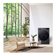 LG Lavasecadora inteligente AI Direct Drive<sup>TM</sup>, Turbowash 360º, 9/6kg, 1400rpm, Un 10% más eficiente que  A(lavado) / D(secado) Negro medio, Serie 600, F4DR6009AGM