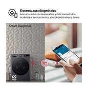 LG Lavasecadora inteligente AI Direct Drive<sup>TM</sup>, Turbowash 360º, 9/6kg, 1400rpm, Un 10% más eficiente que  A(lavado) / D(secado) Negro medio, Serie 600, F4DR6009AGM
