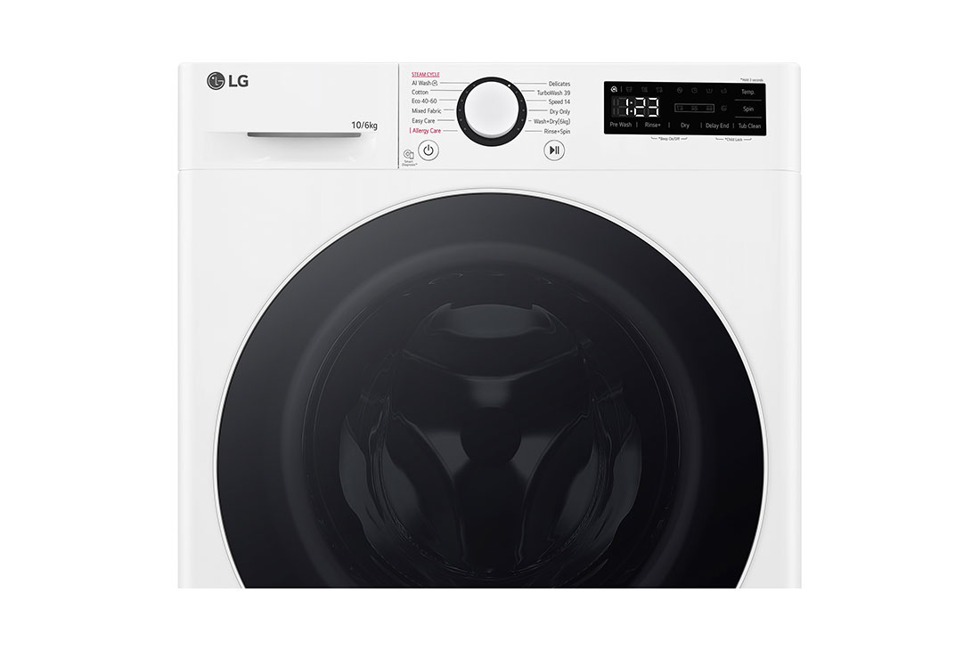 LG Lavasecadora inteligente AI Direct Drive TM, Turbowash 360º, 10/6kg, 1400rpm, Un 10% más eficiente que  A(lavado) /D(secado) Blanca, Serie 600, F4DR6010A0W