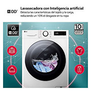 LG Lavasecadora inteligente AI Direct Drive TM, Turbowash 360º, 10/6kg, 1400rpm, Un 10% más eficiente que  A(lavado) /D(secado) Blanca, Serie 600, F4DR6010A0W