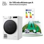 LG Lavasecadora inteligente AI Direct Drive TM, Turbowash 360º, 10/6kg, 1400rpm, Un 10% más eficiente que  A(lavado) /D(secado) Blanca, Serie 600, F4DR6010A0W