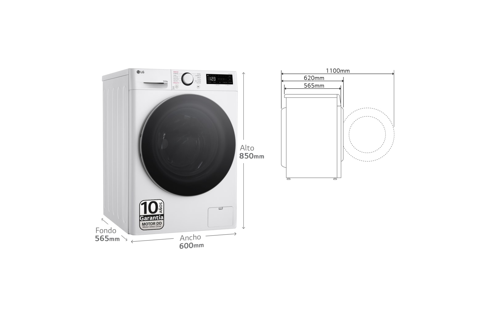 LG Outlet Lavasecadora inteligente AI Direct Drive TM, Turbowash 360º, 10/6kg, 1400rpm, Un 10% más eficiente que A(lavado) / D(secado) Blanca, Serie 600, F4DR6010A1W.OUTLET