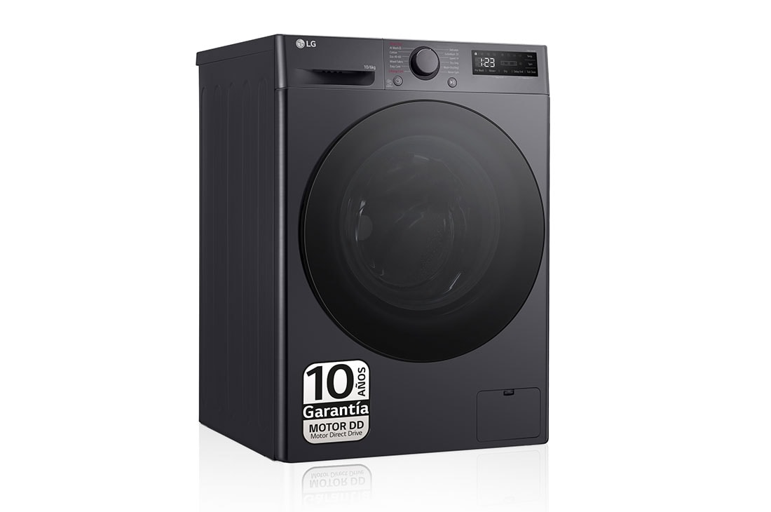 LG Lavasecadora inteligente AI Direct Drive TM, Turbowash 360º, 10/6kg, 1400rpm, Un 10% más eficiente que  A(lavado) / D(secado) Negro medio, Serie 600, F4DR6010AGM