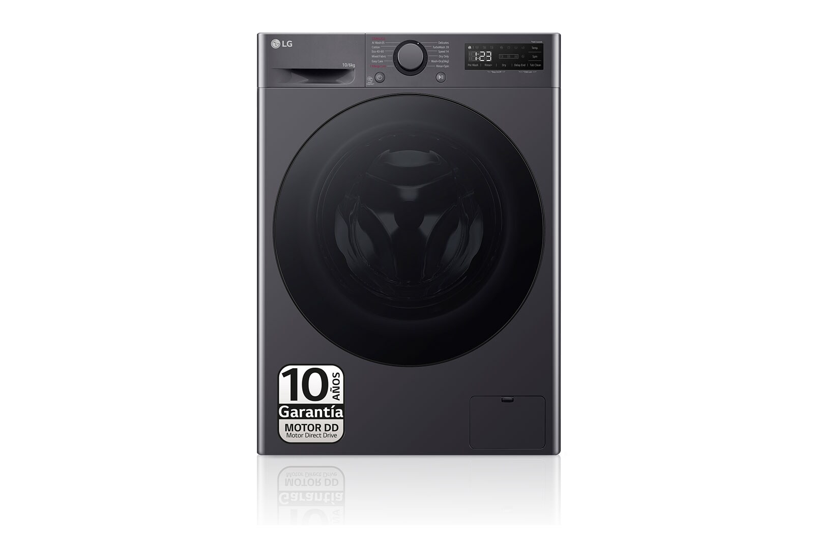 LG Lavasecadora inteligente AI Direct Drive TM, Turbowash 360º, 10/6kg, 1400rpm, Un 10% más eficiente que A(lavado) / D(secado) Negro medio, Serie 600, F4DR6010AGM