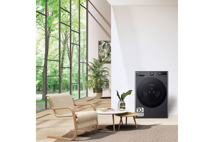 LG Lavasecadora inteligente AI Direct Drive TM, Turbowash 360º, 10/6kg, 1400rpm, Un 10% más eficiente que  A(lavado) / D(secado) Negro medio, Serie 600, F4DR6010AGM