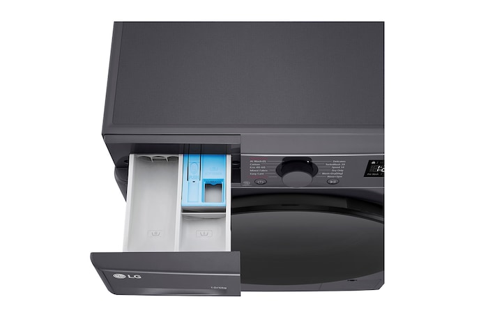 LG Lavasecadora inteligente AI Direct Drive TM, Turbowash 360º, 10/6kg, 1400rpm, Un 10% más eficiente que  A(lavado) / D(secado) Negro medio, Serie 600, F4DR6010AGM