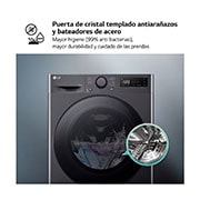 LG Lavasecadora inteligente AI Direct Drive TM, Turbowash 360º, 10/6kg, 1400rpm, Un 10% más eficiente que  A(lavado) / D(secado) Negro medio, Serie 600, F4DR6010AGM