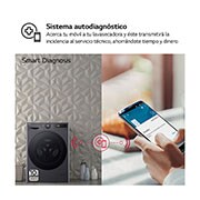 LG Lavasecadora inteligente AI Direct Drive TM, Turbowash 360º, 10/6kg, 1400rpm, Un 10% más eficiente que  A(lavado) / D(secado) Negro medio, Serie 600, F4DR6010AGM