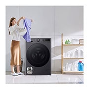 LG Lavasecadora inteligente AI Direct Drive TM, Turbowash 360º, 10/6kg, 1400rpm, Un 10% más eficiente que  A(lavado) / D(secado) Negro medio, Serie 600, F4DR6010AGM