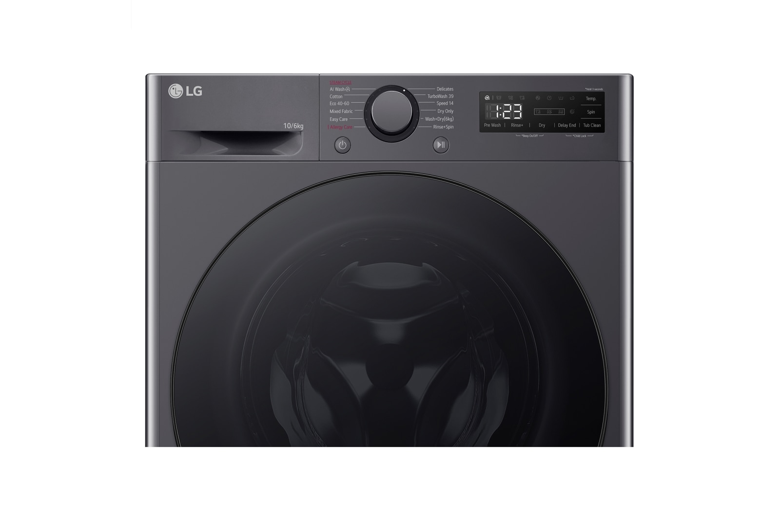 LG Outlet Lavasecadora inteligente AI Direct Drive TM, Turbowash 360º, 10/6kg, 1400rpm, Un 10% más eficiente que A(lavado) / D(secado),Negro medio Serie 600, F4DR6010AGM.OUTLET