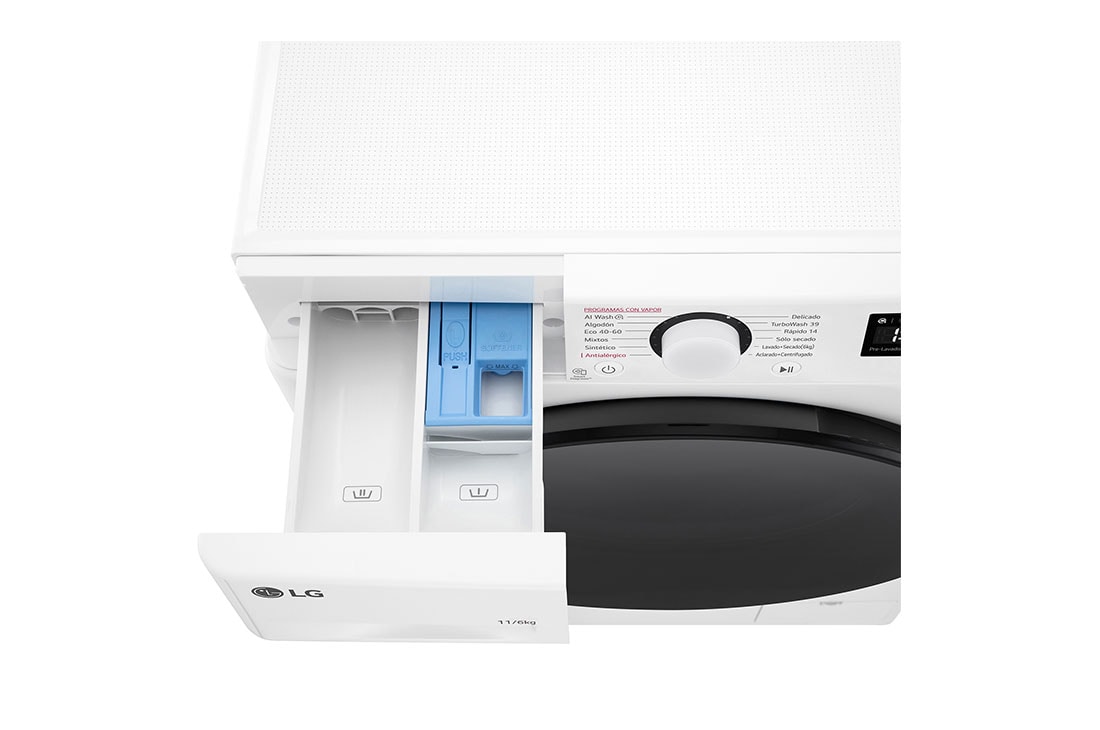 LG Lavasecadora inteligente AI Direct Drive TM, Turbowash 360º, 11/6kg, 1400rpm, Un 10% más eficiente que A(lavado) / D(secado) Blanca, Serie 600, F4DR6011AGW