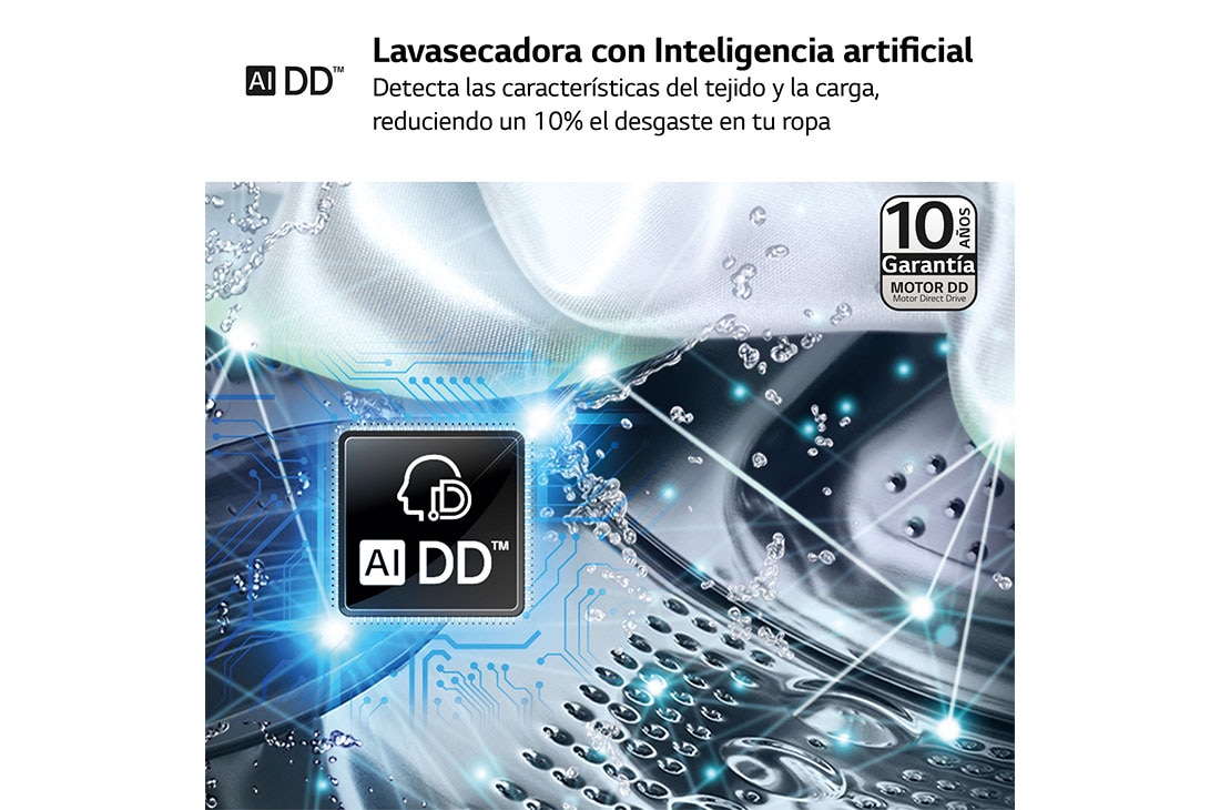 LG Lavasecadora inteligente AI Direct Drive TM, Turbowash 360º, 11/6kg, 1400rpm, Un 10% más eficiente que A(lavado) / D(secado) Blanca, Serie 600, F4DR6011AGW
