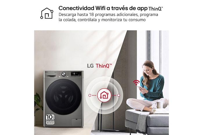 LG Outlet Lavasecadora inteligente AI Direct Drive™, Turbowash 360º, 9/6kg, 1400rpm, Un 10% más eficiente que A(lavado) /D(secado), Inox, Serie 700, F4DR7009AGS.OUTLET