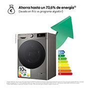 LG Outlet Lavasecadora inteligente AI Direct Drive™, Turbowash 360º, 9/6kg, 1400rpm, Un 10% más eficiente que A(lavado) /D(secado), Inox, Serie 700, F4DR7009AGS.OUTLET