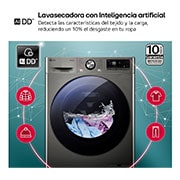 LG Outlet Lavasecadora inteligente AI Direct Drive™, Turbowash 360º, 9/6kg, 1400rpm, Un 10% más eficiente que A(lavado) /D(secado), Inox, Serie 700, F4DR7009AGS.OUTLET