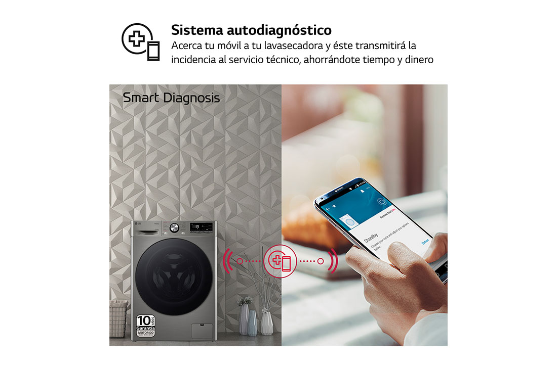 LG Lavasecadora inteligente AI Direct Drive TM, Turbowash 360º, 11/6kg, 1400rpm,  Un 10% más eficiente que  A(lavado) /D(secado) Inox antihuellas, Serie 700, F4DR7011AGS