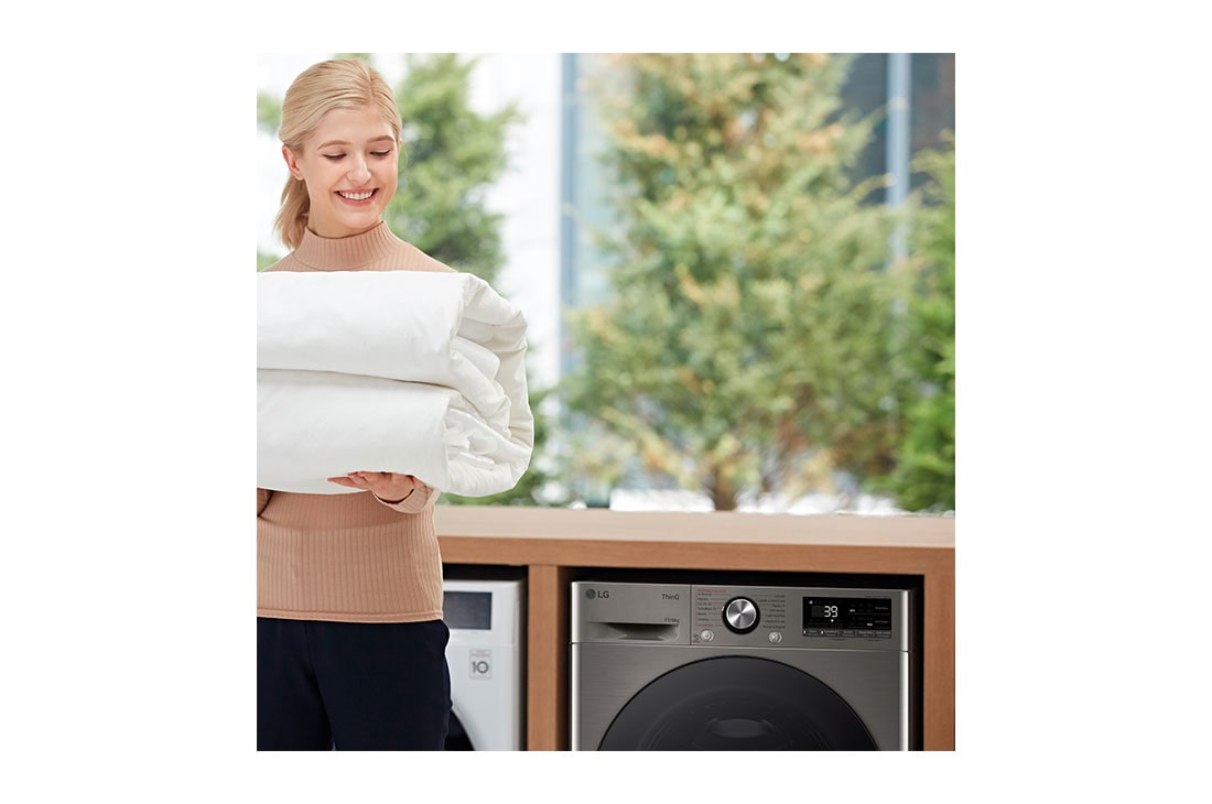 LG Lavasecadora inteligente AI Direct Drive TM, Turbowash 360º, 11/6kg, 1400rpm,  Un 10% más eficiente que  A(lavado) /D(secado) Inox antihuellas, Serie 700, F4DR7011AGS