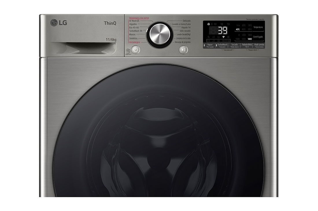 LG Lavasecadora inteligente AI Direct Drive TM, Turbowash 360º, 11/6kg, 1400rpm,  Un 10% más eficiente que  A(lavado) /D(secado) Inox antihuellas, Serie 700, F4DR7011AGS