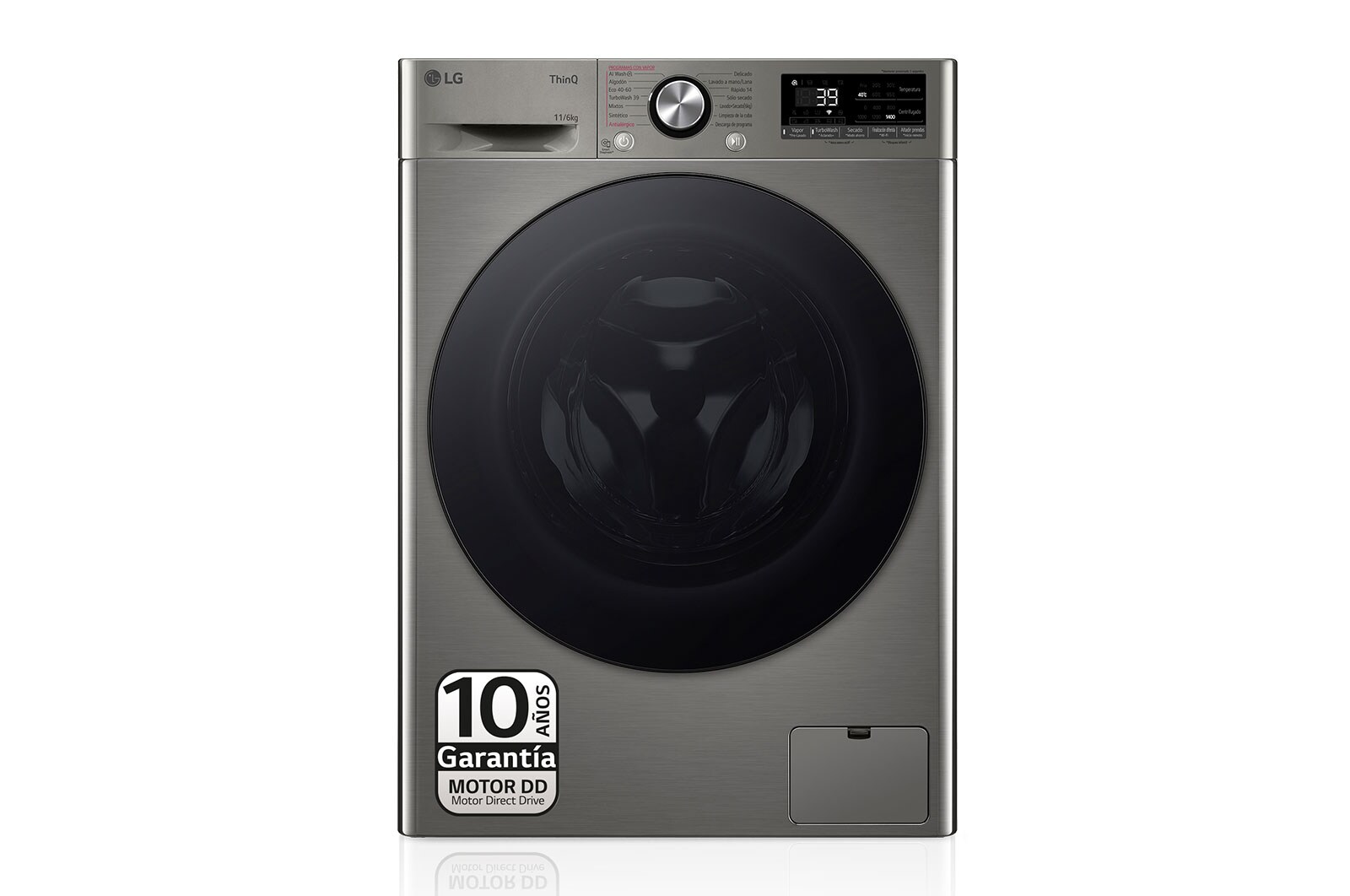 LG Lavasecadora inteligente AI Direct Drive TM, Turbowash 360º, 11/6kg, 1400rpm, Un 10% más eficiente que A(lavado) /D(secado) Inox antihuellas, Serie 700, F4DR7011AGS