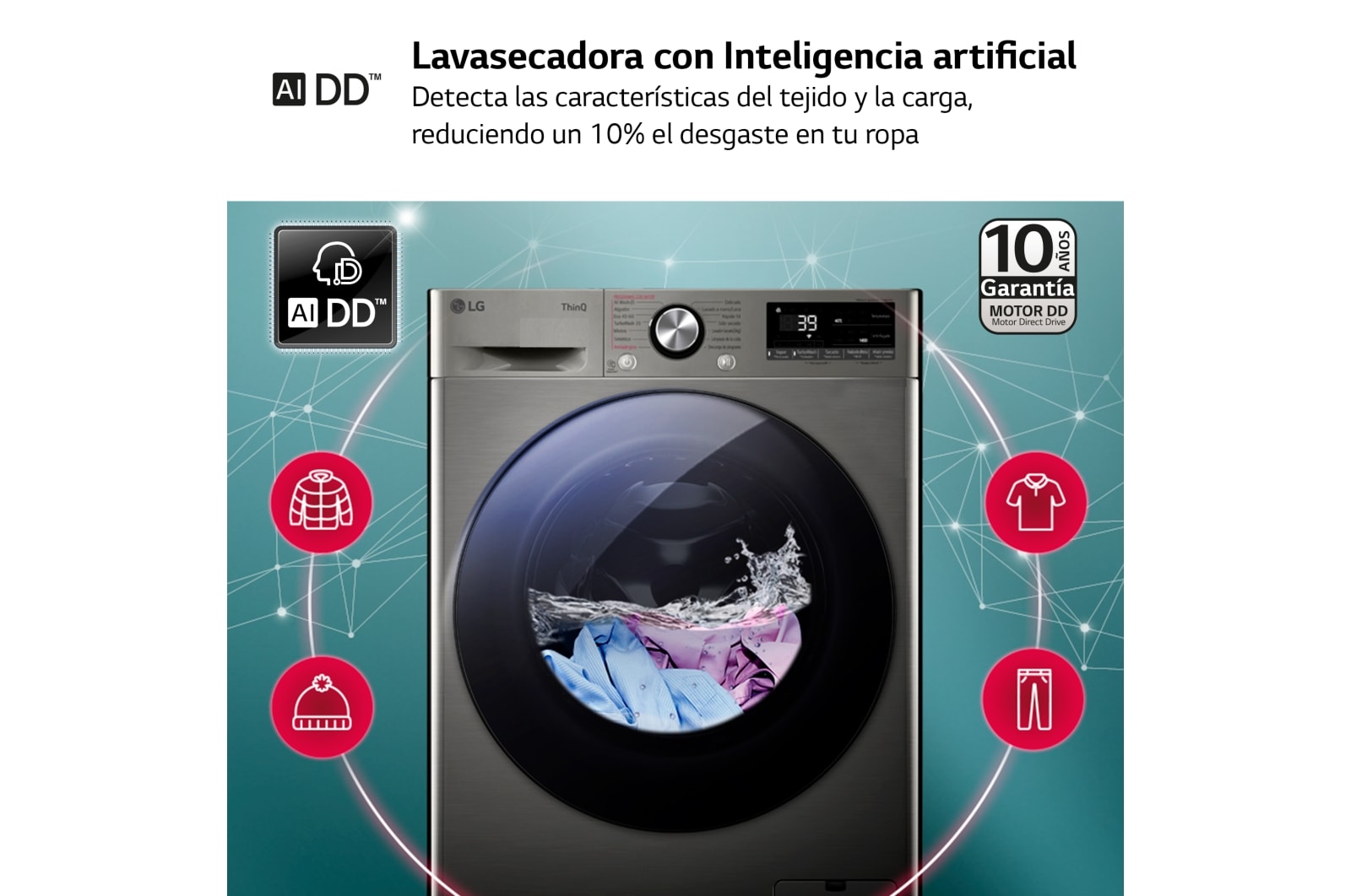 LG Outlet Lavasecadora inteligente AI Direct Drive TM, Turbowash 360º, 11/6kg, 1400rpm, Un 10% más eficiente que A(lavado) /D(secado) Inox antihuellas, Serie 700, F4DR7011AGS.OUTLET